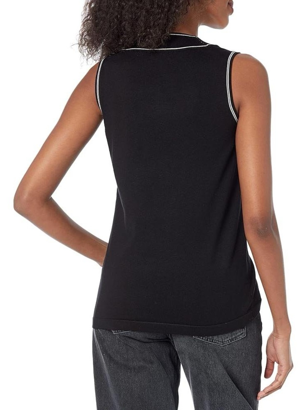 Karl Lagerfeld Black Sleeveless Tank with White Logo Trim - NWOT - Picture 2 of 8
